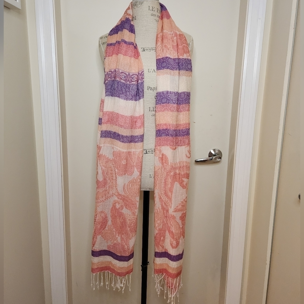 Vintage Pink Tropical Knit Pashmina Wrap Shawl